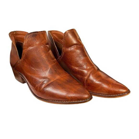 Steve Madden Austin Cognac Brown Leather Cowboy Ankle Booties Women's Size 9.5M - Picture 2 of 14
